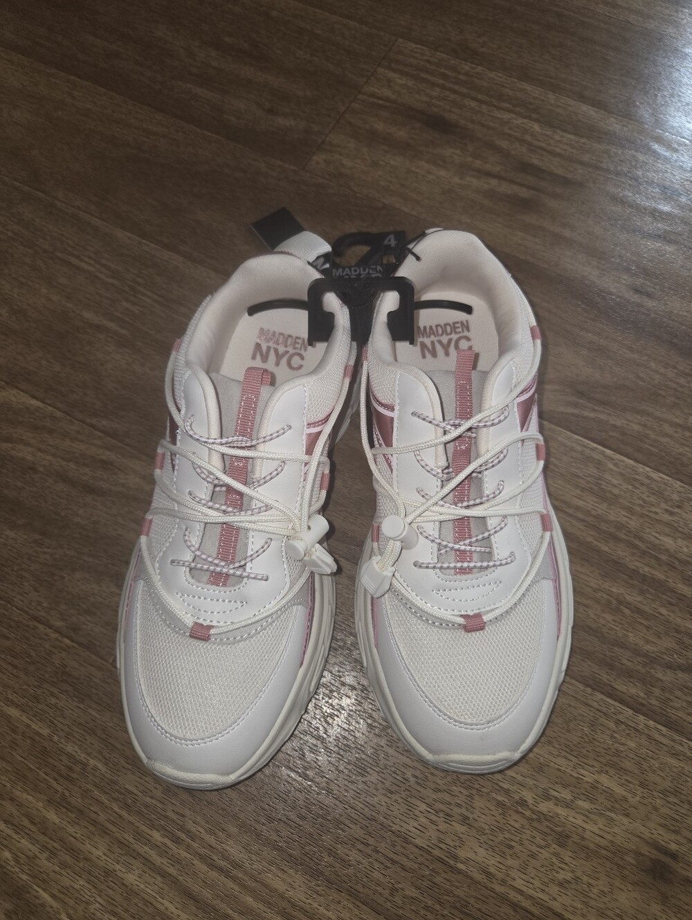 Madden Girl White and Pink Athletic Sneakers